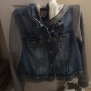 Denim jacket with hood